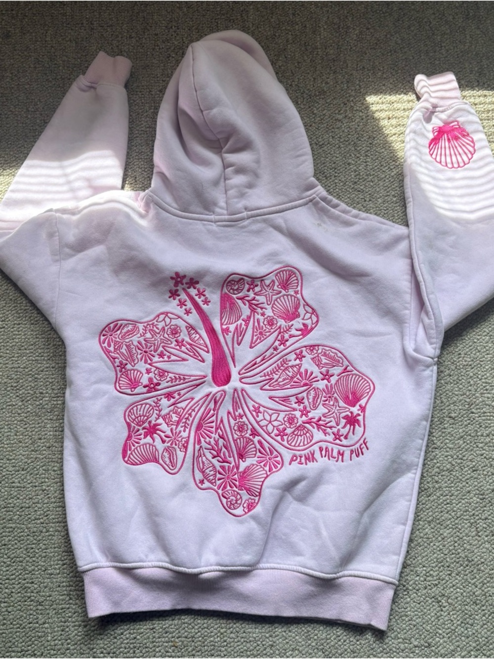 Light Pink Pink Palm Puff Hoodie